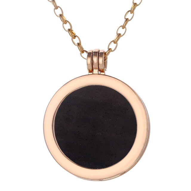 Morella Damen Halskette gold 70 cm Edelstahl und Anhnger mit Edelstein schwarzer Obsidian Coin 33 mm Chakren Scheibe in Schmuckbeutel