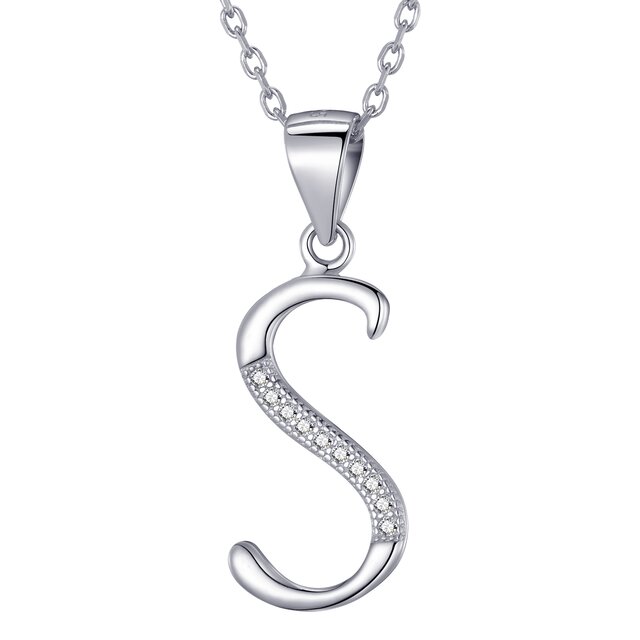 Morella Damen Halskette Silber mit Buchstaben Anhnger 925 Silber rhodiniert mit Zirkoniasteinen wei 45 cm