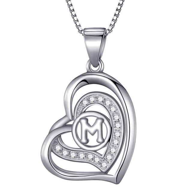 Morella Damen Halskette Herz Buchstabe 925 Silber rhodiniert mit Zirkoniasteinen wei 46 cm