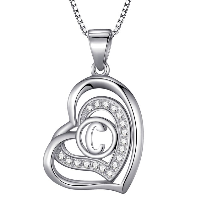 Morella Damen Halskette Herz Buchstabe C 925 Silber rhodiniert mit Zirkoniasteinen wei 46 cm