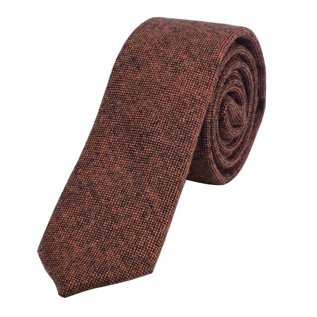 DonDon Herren Krawatte 6 cm Baumwolle orange-schwarz