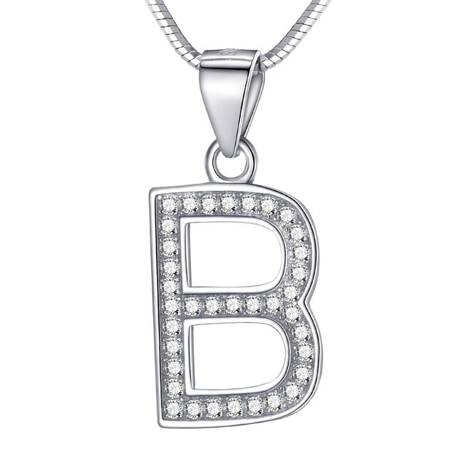Morella Damen Buchstabenhalskette Halskette und Anhnger Buchstabe B aus 925 Silber rhodiniert 45 cm lang