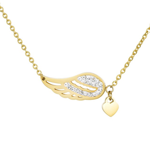 Morella Damen Edelstahl gold Halskette mit Anhnger im Samtbeutel