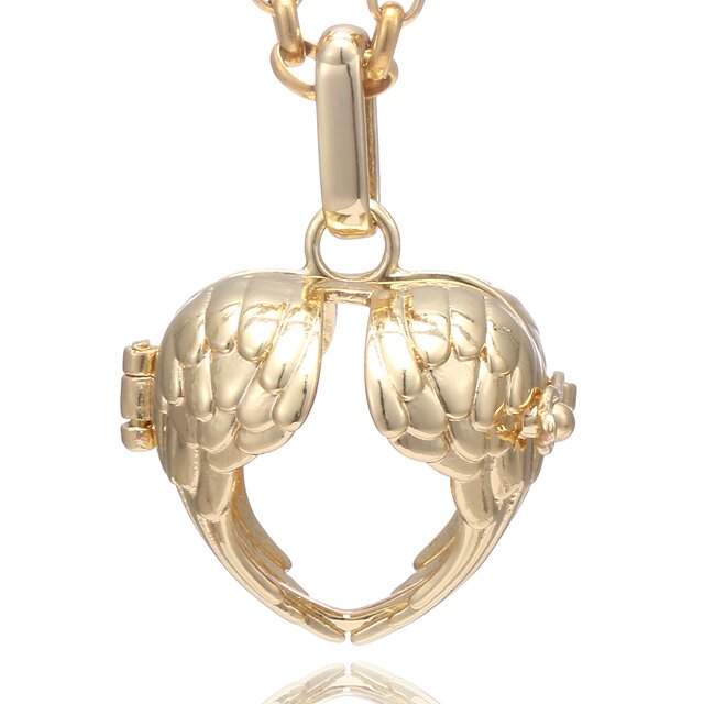 Morella Damen Halskette Edelstahl gold 70 cm mit Schutzengel Flgel Anhnger gold in Schmuckbeutel