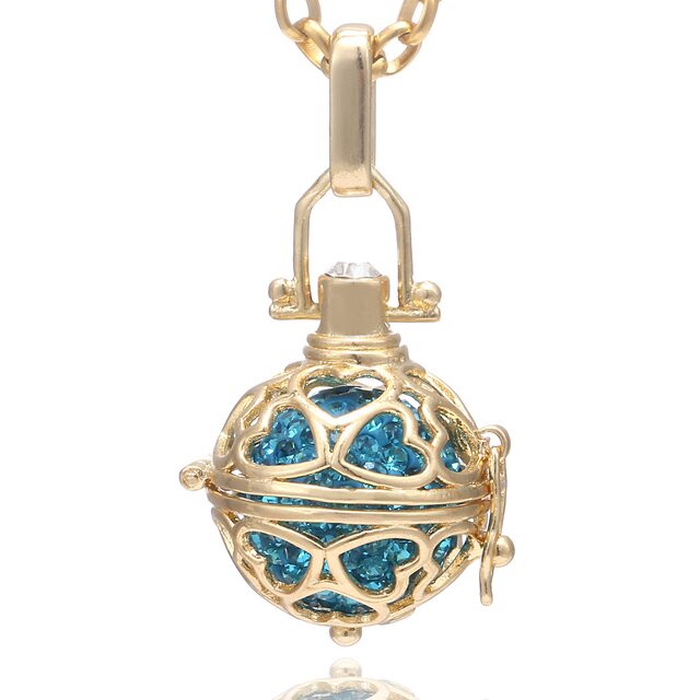 Morella® Damen Halskette Edelstahl gold 70 cm mit Herz Anhänger gold und Klangkugel Zirkonia in Schmuckbeutel
