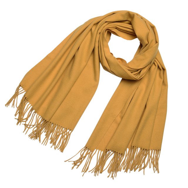 DonDon Damen Winter-Schal groß und flauschig 200 x 70 cm - Ocker-gelb