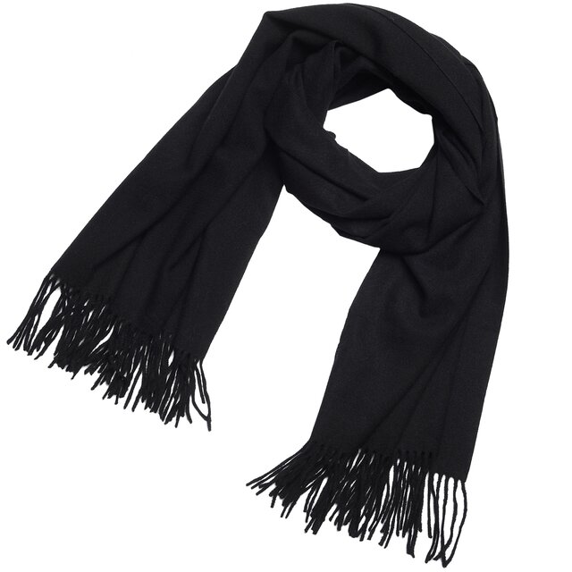 DonDon Damen Winter-Schal groß und flauschig 200 x 70 cm - Schwarz