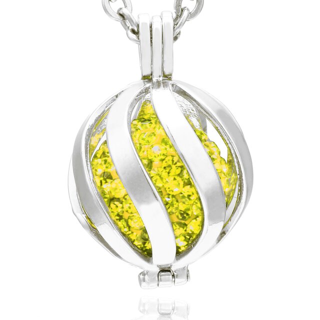 Morella Damen Schutzengel Halskette Edelstahl 70 cm mit Anhänger Spirale und Klangkugel gelb Ø 16 mm in Schmuckbeutel