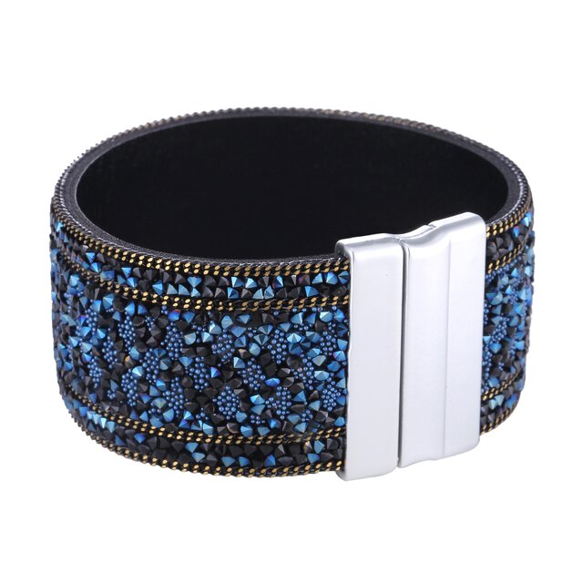 Morella Damen Armband verziert mit Zirkoniasteinen und Magnetverschluss blau