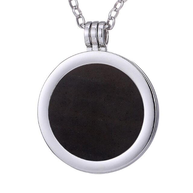 Morella Damen Halskette 70 cm Edelstahl und Anhnger mit Edelstein schwarzer Obsidian Coin 33 mm Chakren Scheibe in Schmuckbeutel