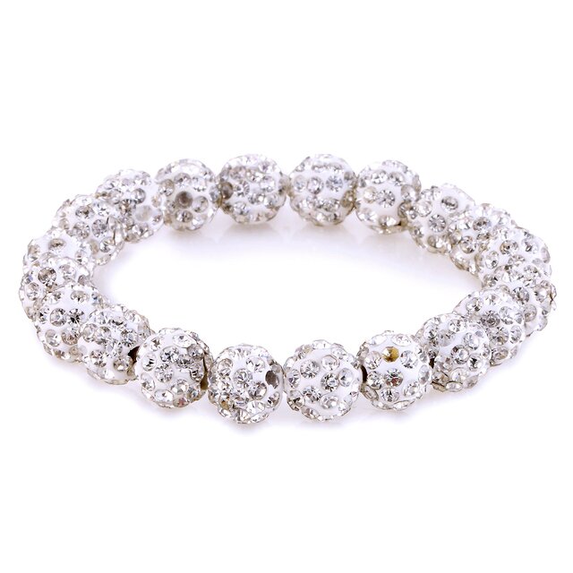 Morella® Damen Armband Perlen mit Zirkoniasteinen elastisch weiß