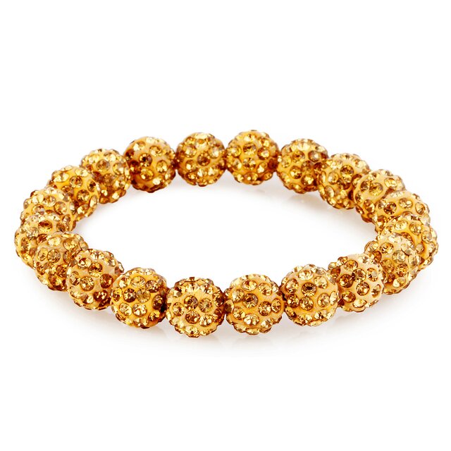 Morella® Damen Armband Perlen mit Zirkoniasteinen elastisch gelb
