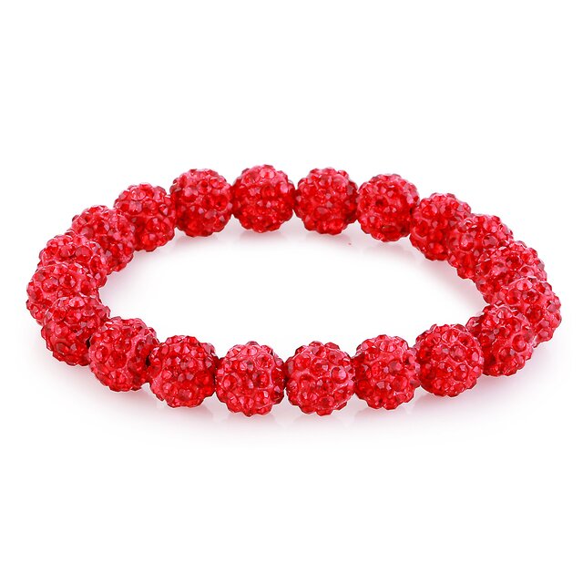 Morella Damen Armband Perlen mit Zirkoniasteinen elastisch rot
