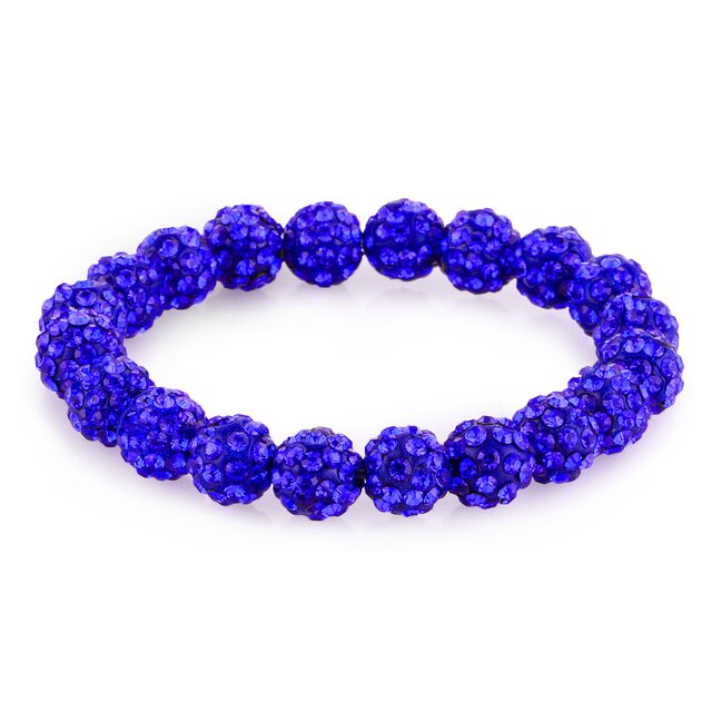 Morella® Damen Armband Perlen mit Zirkoniasteinen elastisch blau