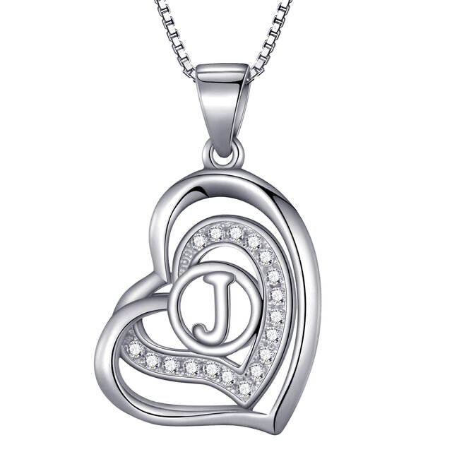 Morella Damen Halskette Herz Buchstabe J 925 Silber rhodiniert mit Zirkoniasteinen wei 46 cm