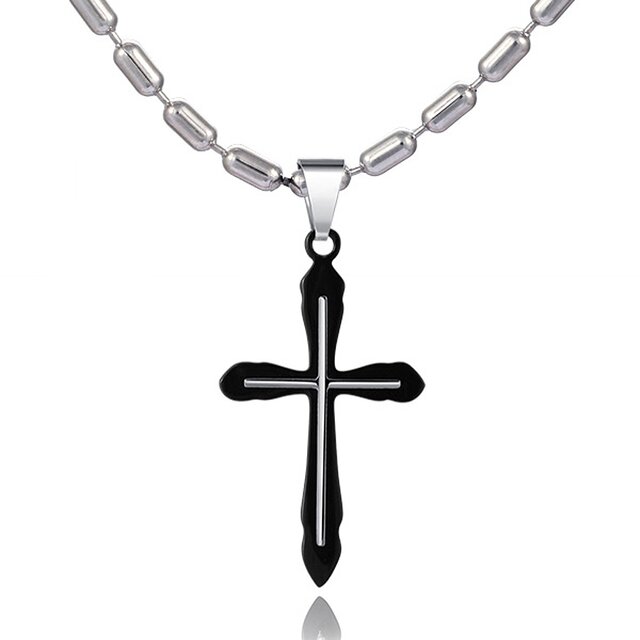 DonDon Herren Halskette Edelstahl 55 cm und Anhnger Kreuz zweifarbig aus Edelstahl in einem Geschenkbeutel