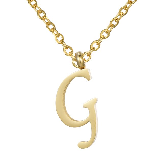 Morella Damen Halskette mit Buchstabe G Anhänger Edelstahl gold in Schmuckbeutel