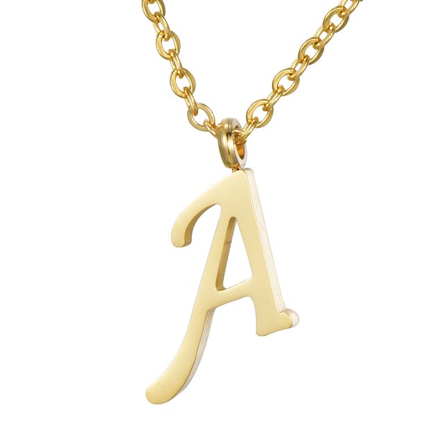 Morella Damen Halskette mit Buchstaben Anhänger Edelstahl gold in Schmuckbeutel