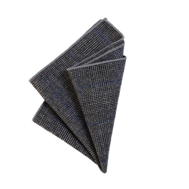 DonDon Herren Einstecktuch Taschentuch 23 x 23 cm Baumwolle Tweed Look blau-schwarz-grau kariert