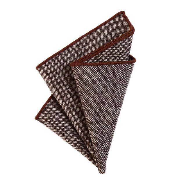 DonDon Herren Einstecktuch Taschentuch 23 x 23 cm zum selber falten aus Baumwolle Tweed Style einfarbig braun