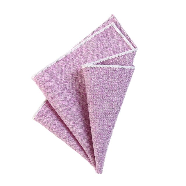 DonDon Herren Einstecktuch Taschentuch 23 x 23 cm zum selber falten aus Baumwolle Tweed Style einfarbig fliederfarben