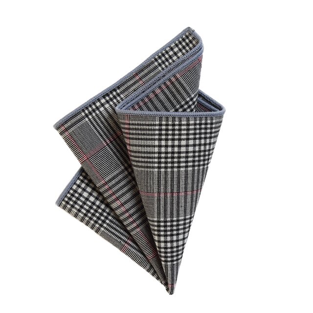 DonDon Herren Einstecktuch Taschentuch 23 x 23 cm Baumwolle Tweed Look grau-schwarz kariert