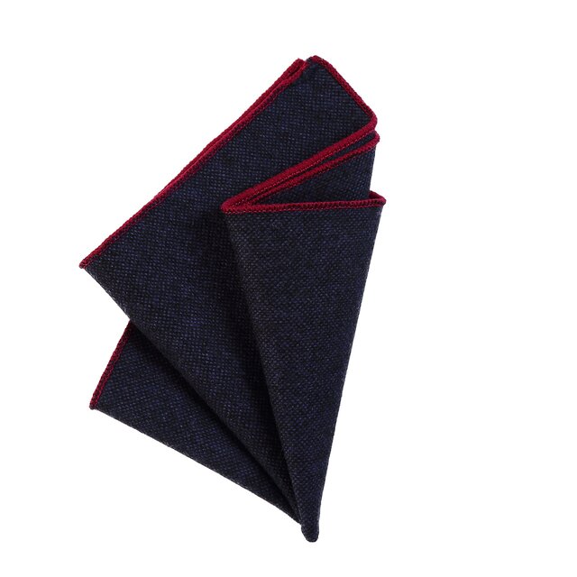DonDon Herren Einstecktuch Taschentuch 23 x 23 cm zum selber falten aus Baumwolle Tweed Style einfarbig dunkelblau