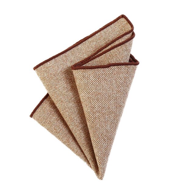 DonDon Herren Einstecktuch Taschentuch 23 x 23 cm zum selber falten aus Baumwolle Tweed Style einfarbig hellbraun