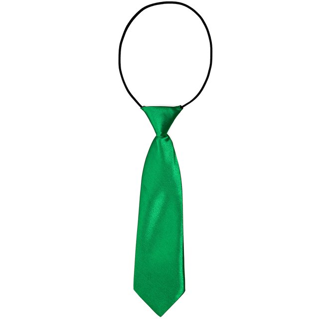 DonDon® Kinder Krawatte im Seidenlook glänzend - 7,0 cm breit - mit elastischem Gummiband - grün