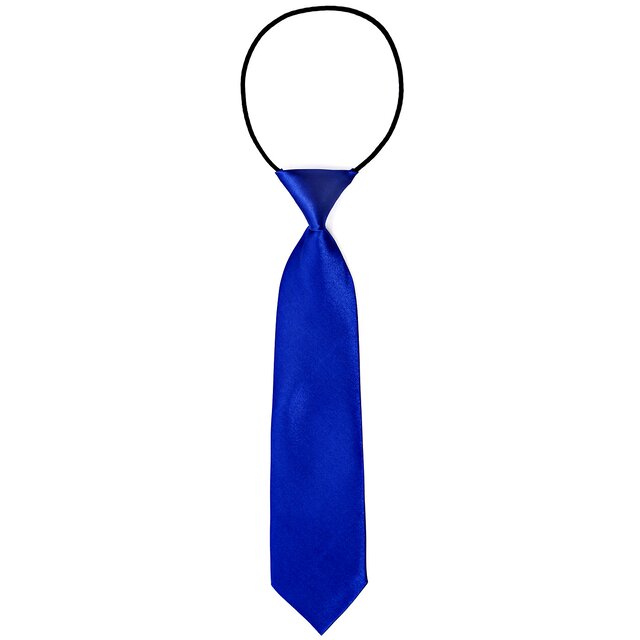 DonDon® Kinder Krawatte im Seidenlook glänzend - 7,0 cm breit - mit elastischem Gummiband - blau