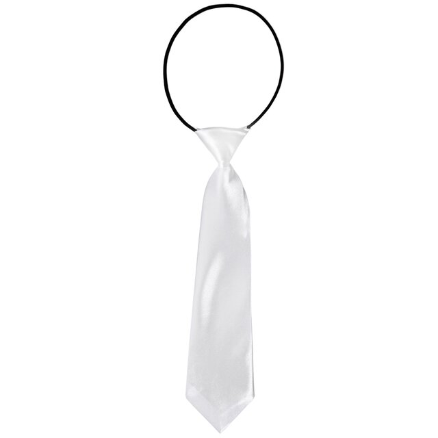 DonDon® Kinder Krawatte im Seidenlook glänzend - 7,0 cm breit - mit elastischem Gummiband - weiß