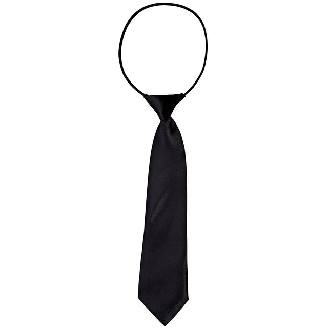 DonDon® Kinder Krawatte im Seidenlook glänzend - 7,0 cm breit - mit elastischem Gummiband - schwarz
