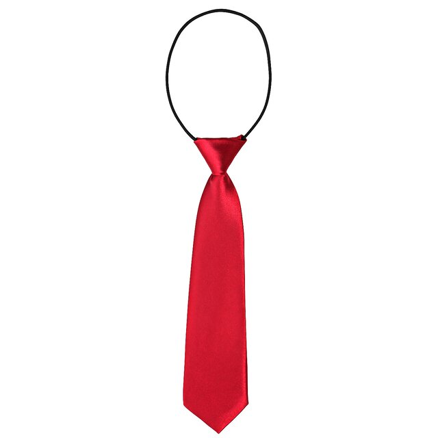 DonDon® Kinder Krawatte im Seidenlook glänzend &ndash; 7,0 cm breit &ndash; mit elastischem Gummiband - dunkelrot