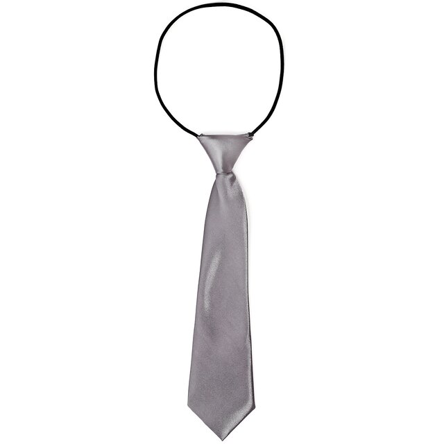 DonDon® Kinder Krawatte im Seidenlook glänzend - 7,0 cm breit - mit elastischem Gummiband - grau