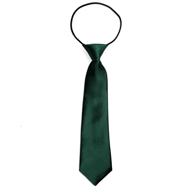 DonDon® Kinder Krawatte im Seidenlook glänzend - 7,0 cm breit - mit elastischem Gummiband - Dunkelgrün
