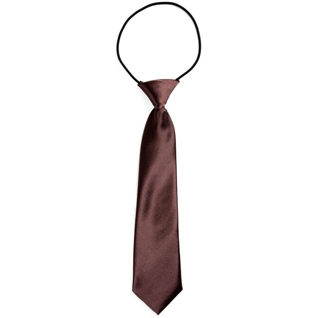 DonDon® Kinder Krawatte im Seidenlook glänzend - 7,0 cm breit - mit elastischem Gummiband - Nußbraun