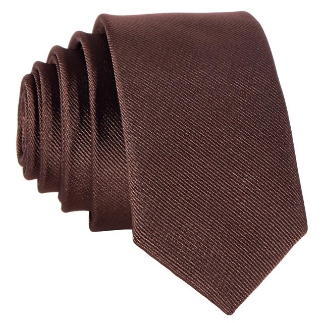 DonDon schmale braune Krawatte 5 cm glänzend