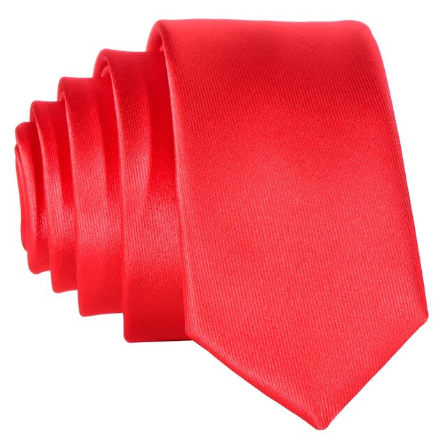 DonDon schmale rote Krawatte 5 cm glänzend