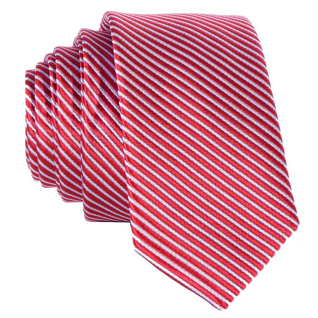 DonDon schmale rote Krawatte 5 cm gestreift