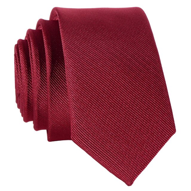 DonDon schmale bordeauxrote Krawatte 5 cm glänzend