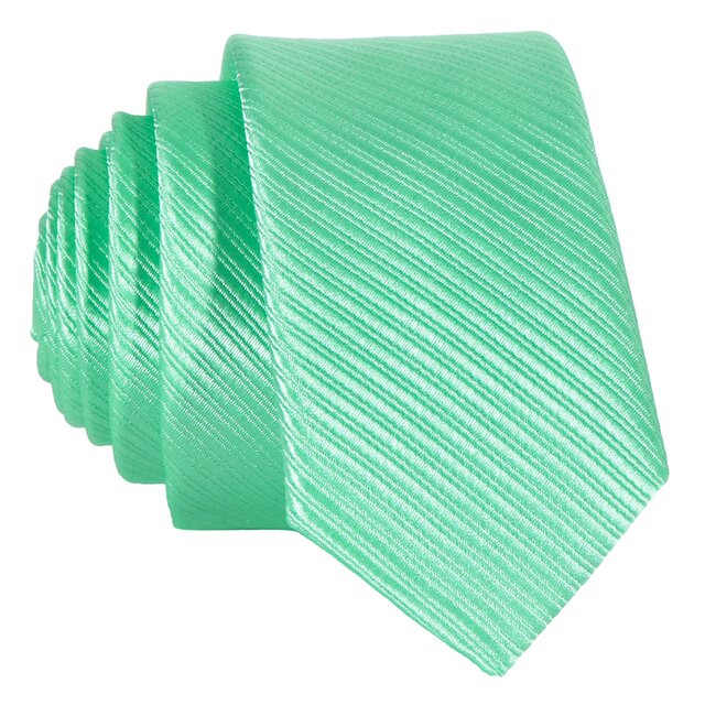 DonDon schmale mintgrüne Krawatte 5 cm gestreift