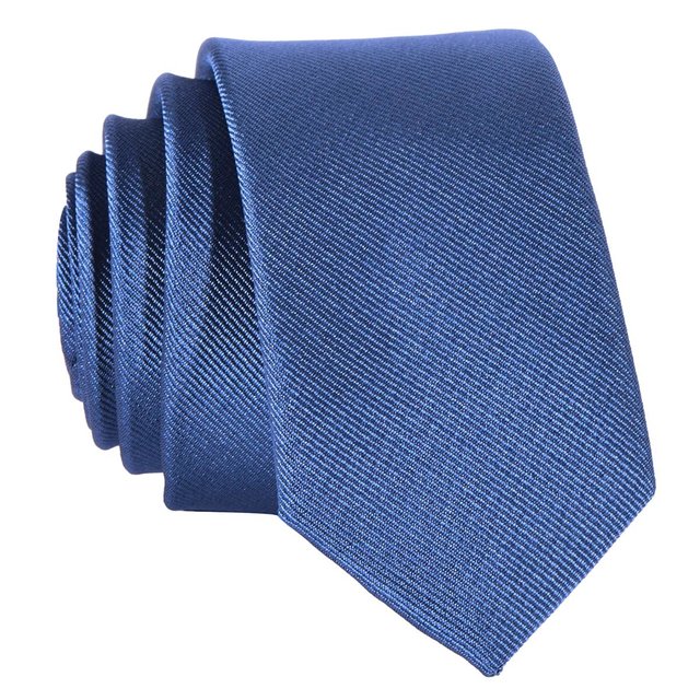 DonDon schmale jeansblaue Krawatte 5 cm glänzend
