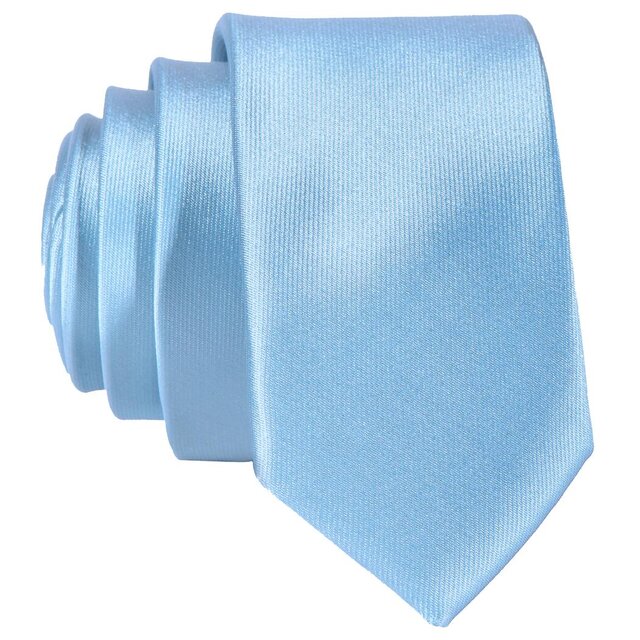 DonDon schmale hellblaue Krawatte 5 cm glänzend