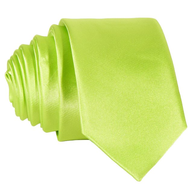 DonDon schmale hellgrüne Krawatte 5 cm glänzend
