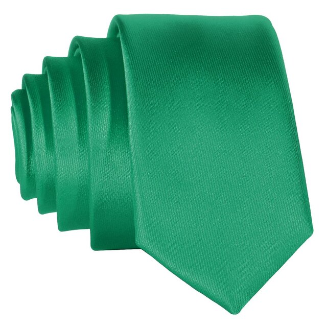 DonDon schmale grasgrüne Krawatte 5 cm glänzend