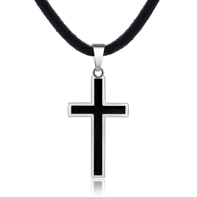 Sophie & Jules Herren Leder Halskette Lederkette 50 cm mit Edelstahl Kreuz Anhänger