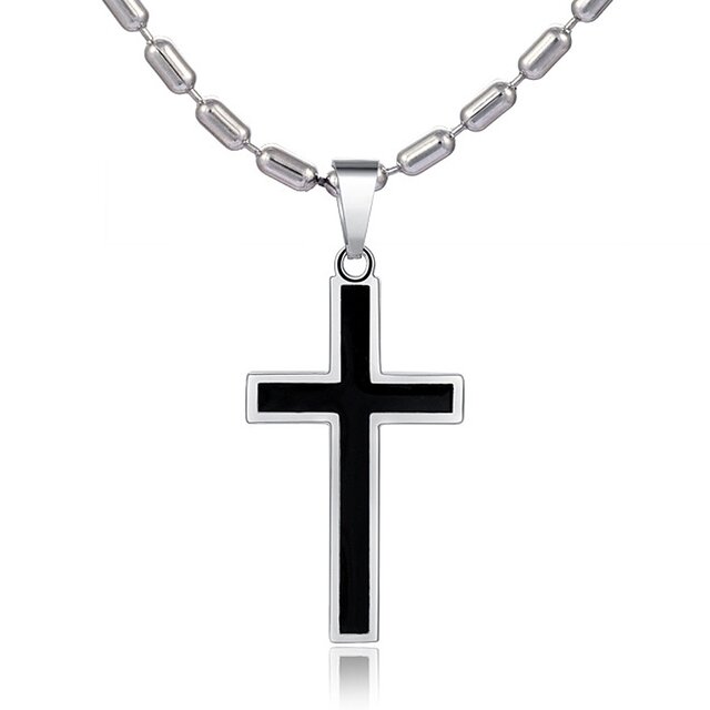 DonDon Herren Halskette Edelstahl 55 cm und Anhnger Kreuz zweifarbig aus Edelstahl in einem Geschenkbeutel
