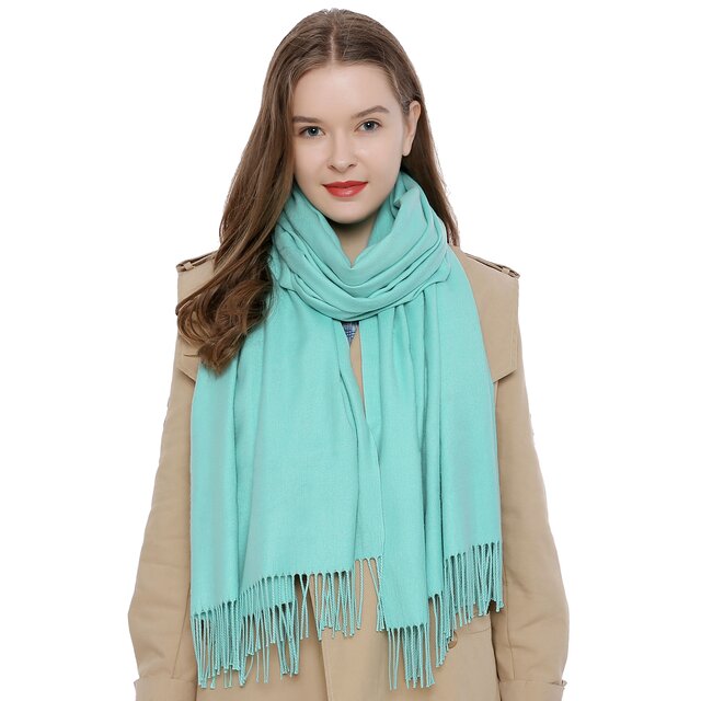 Damen Schal einfarbig weich 185 x 65 cm mintgrün