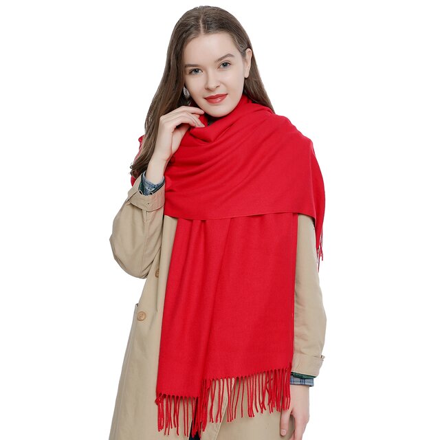 Damen Schal einfarbig weich 185 x 65 cm rot