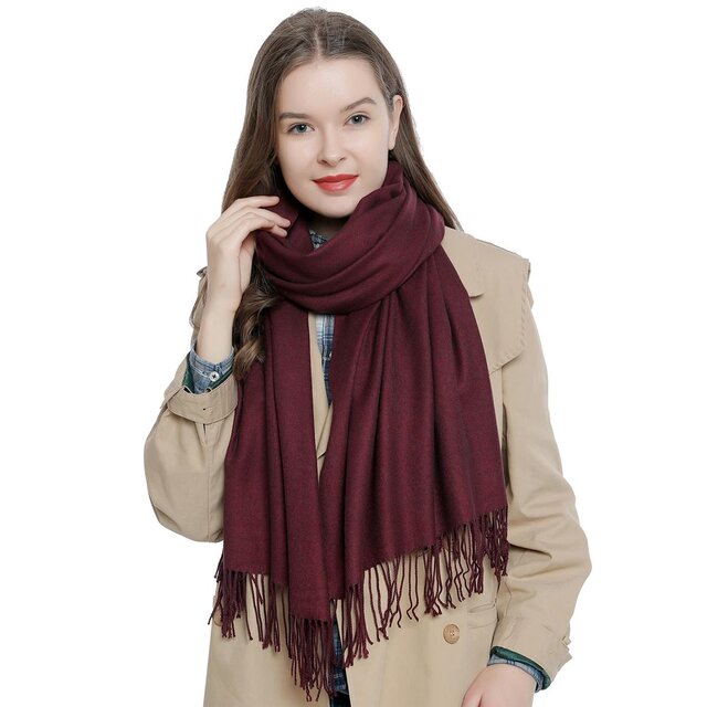 Damen Schal einfarbig weich 185 x 65 cm bordeauxrot